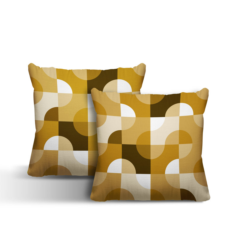 Coussin décoratif carré intérieur / extérieur Milda, L 19 po x H 19 po, Jaune