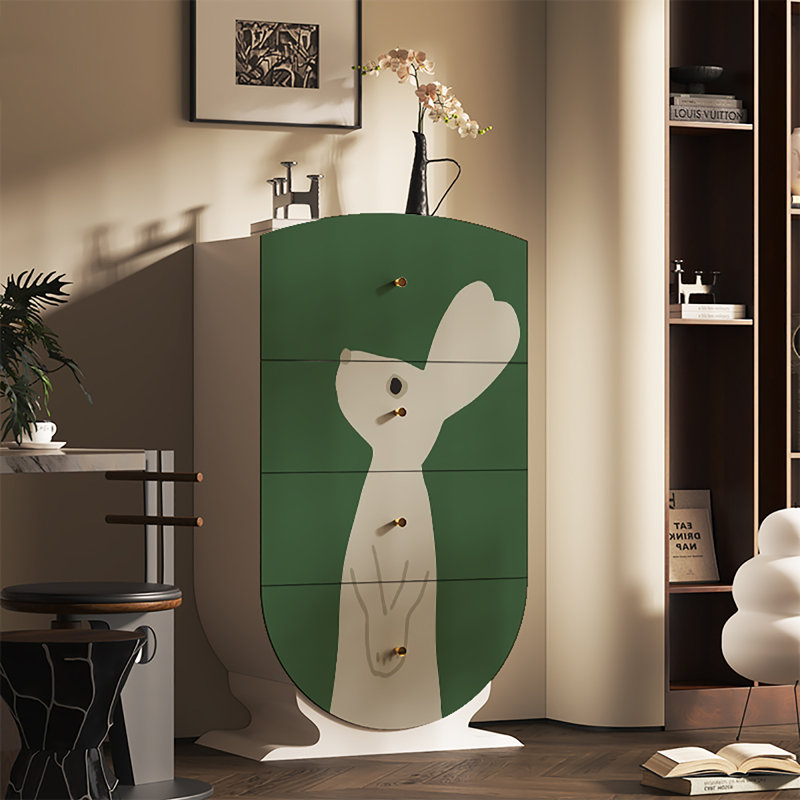 Armoire décorative française de style crème pour le salon, Noir, noir, noir, noir