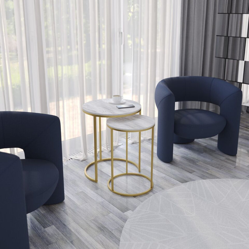 Shalyssa Solid Wood Coffee Table, White Ash, Gold