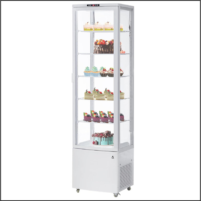 Refrigerated Display Case Commercial, 10.5 Cu. Ft. Display Refrigerator For Bakery With Interior Led Lighting, Adjustable Shelves Air-cooling Automatic Defrost