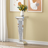 Mirrored Glass Side Table Pedestal Stand End Table 101cm	