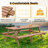 8 Person Wooden Picnic Table, Outdoor Camping Dining Table With 2 Seats, Garden, DIY With 2 Built-In Benches, 2220Lb Capacity-1044224598