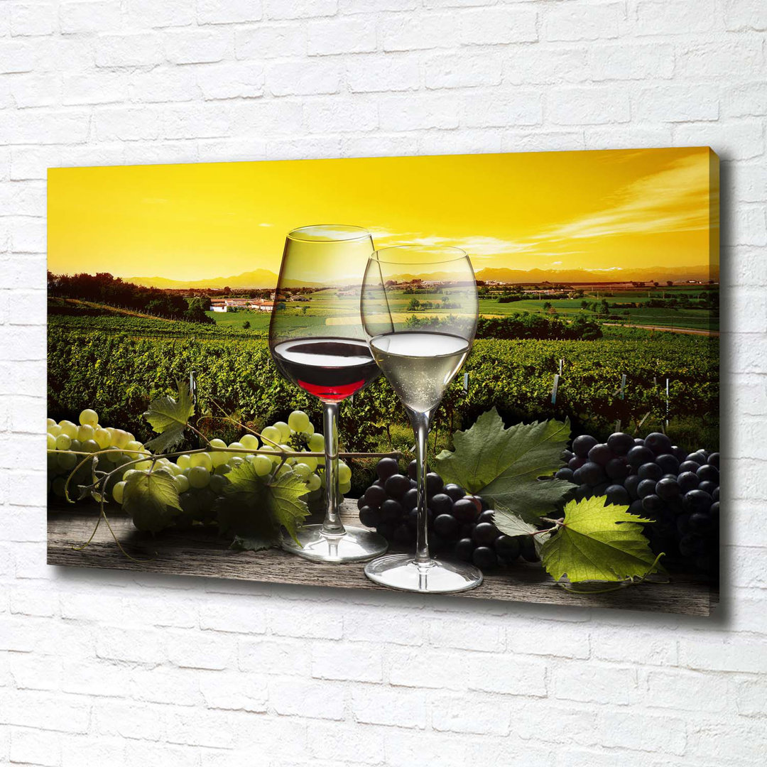 Wein und Trauben - Kunstdrucke auf Leinwand - Wrapped Canvas