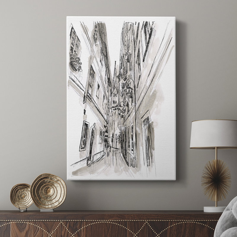 Europe Street Sketches III - galerie Cavas personnalisée, H 18 po x l 12 po