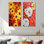 Automne marguerite de jardin charme - ensemble de 2 décorations murales en métal surdimensionné nature