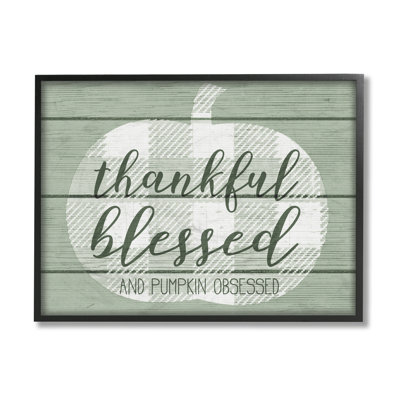 «Green Thankful Blessed Pumpkin Harvest Expression» par Daphne Polselli, reproduction d'art textuel
