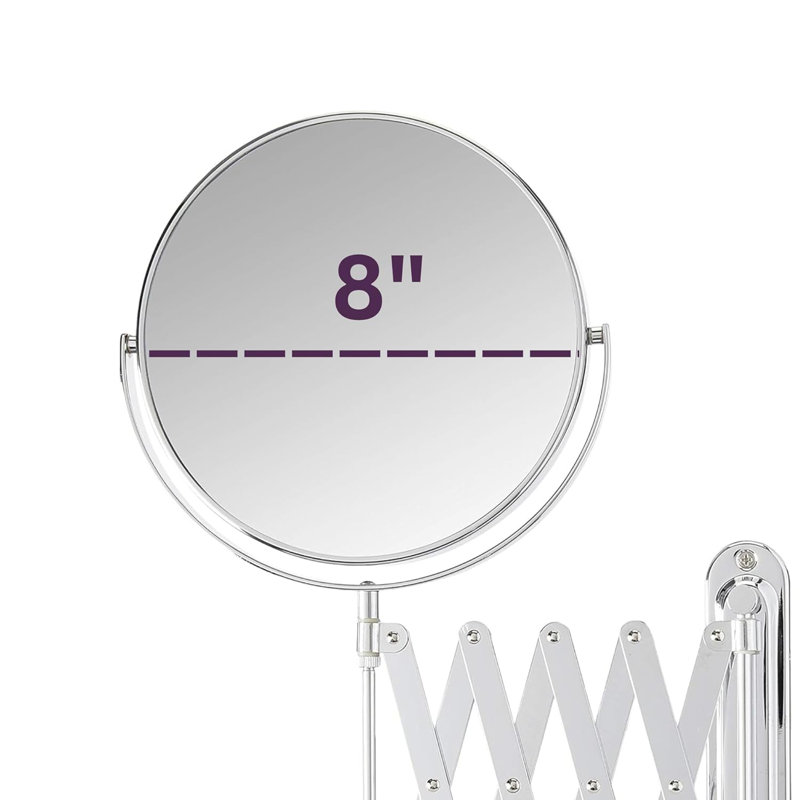 Miroir de maquillage à extension murale 8 ", Chrome