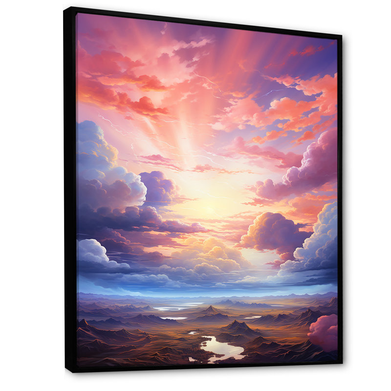 " Kawaii Clouds Landscape I ", Black Floater Framed, 20" H x 12" W