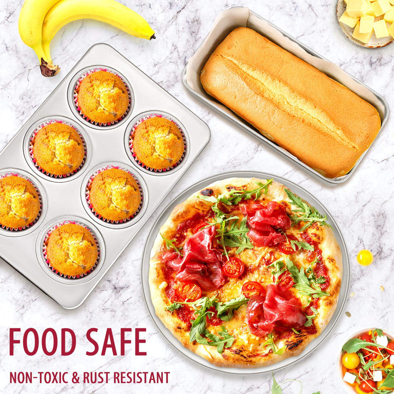 12-Piece Silver Stainless Steel Bakeware Set with Plastic Lids