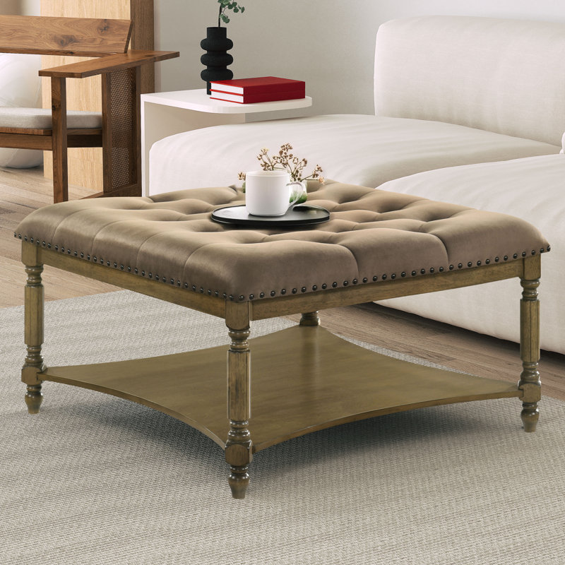 Locke Nailhead Trim Tufted Upholstered Coffee Table