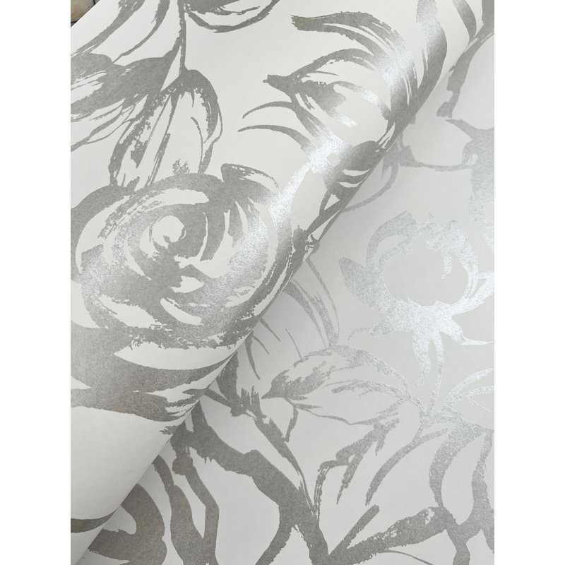 Papier peint rose Nelda, Argent