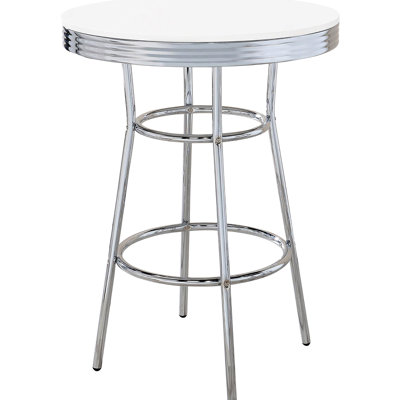Table de bar ronde blanche brillante pour la cuisine et la salle à manger, look contemporain, H 41,26 po x P 30 po, table de construction robuste, style moderne, très large et long, faite avec soin et durabilité