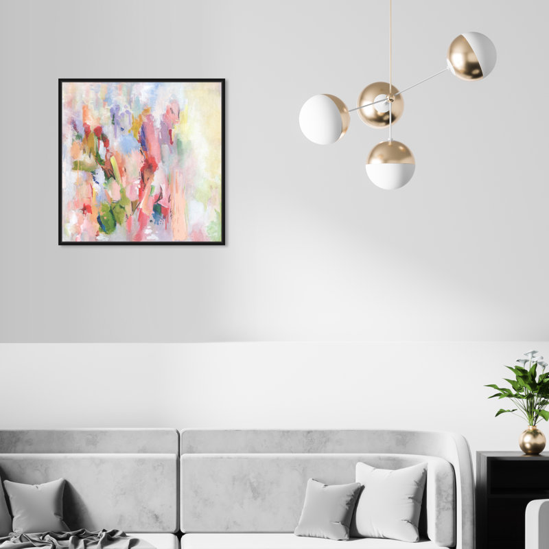 Beauté florale abstraite - impression sur toile, Toile avec cadre flottant, H 21 po x l 21 po, Noir