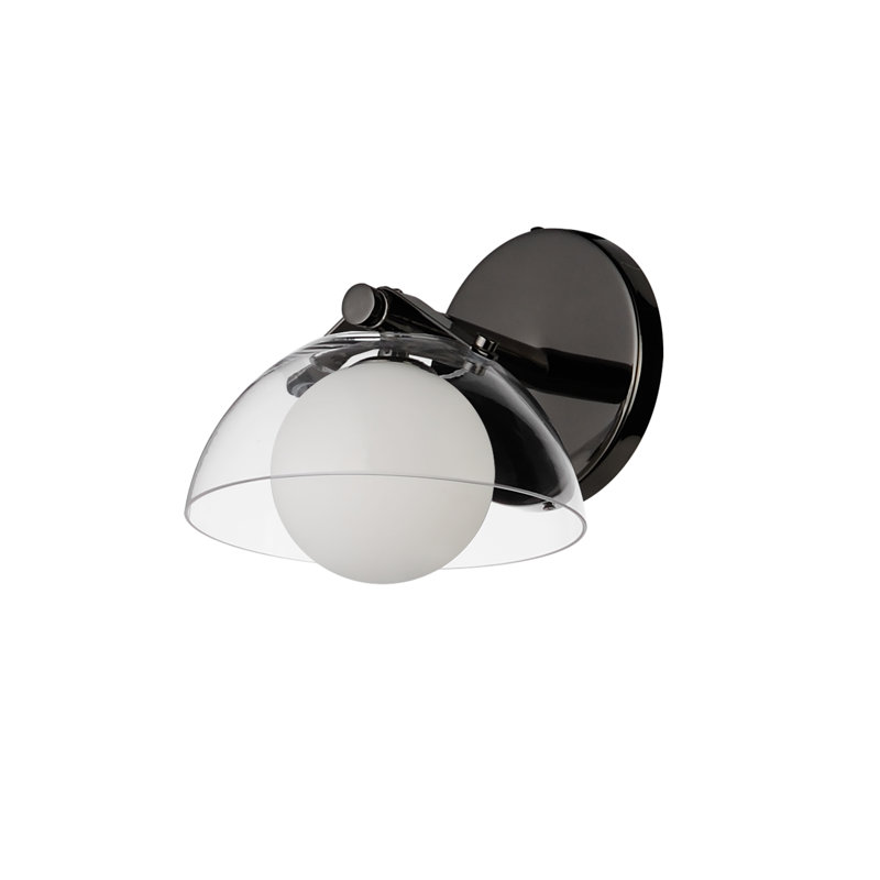Domain 1 - Light Armed Sconce, Black, Clear