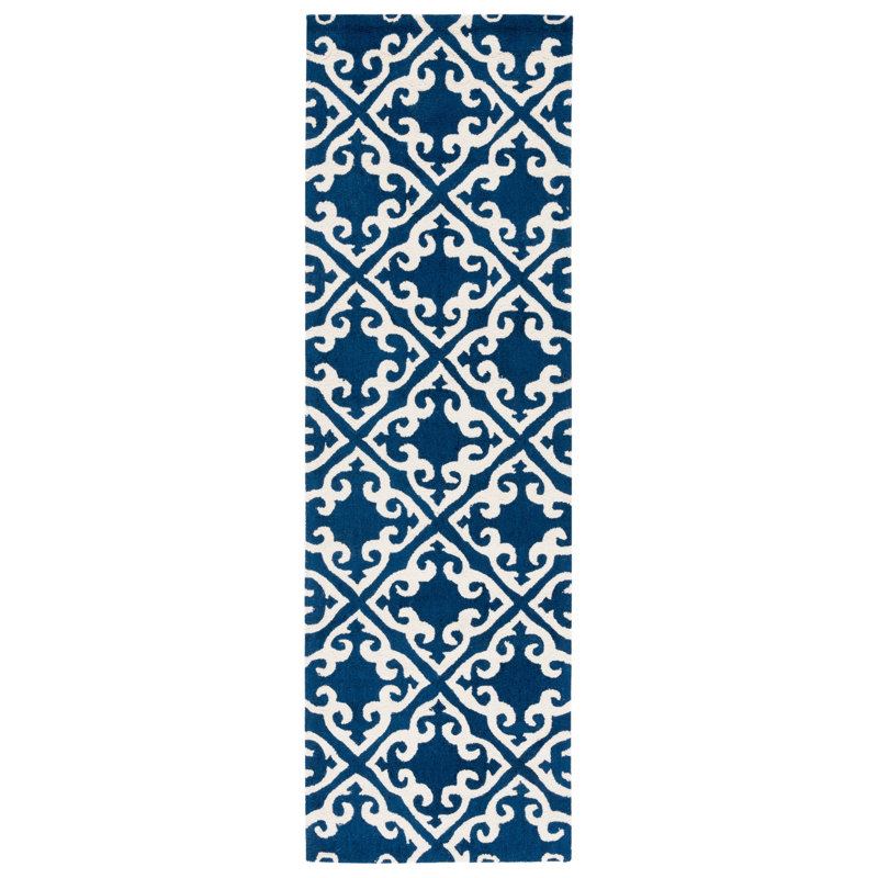 Ez Care Hand Hooked Performance Geometric Rug, Runner 2'6" x 8'