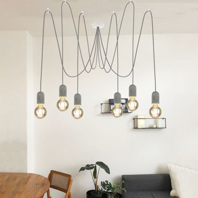 Plinth concrete pendant lamp 2-6-flame Modular canopy