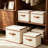 4 Pack Storage Bins with Lids, Collapsible Closet Organizer Container, Fabric Organizer Box with Handles, Decorative Storage Boxes-1037393556
