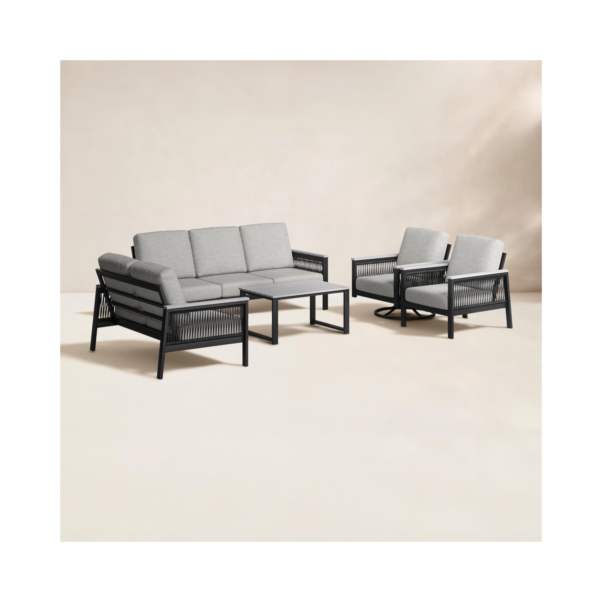 Townsend 7 - Person Patio Conversation Set with Sunbrella® Cushions, Canvas Granite Sunbrella® Canvas
