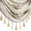 Cantonnière à motif floral avec pampilles, cantonnière en jacquard beige, habillage de fenêtre 1 panneau-1781798946