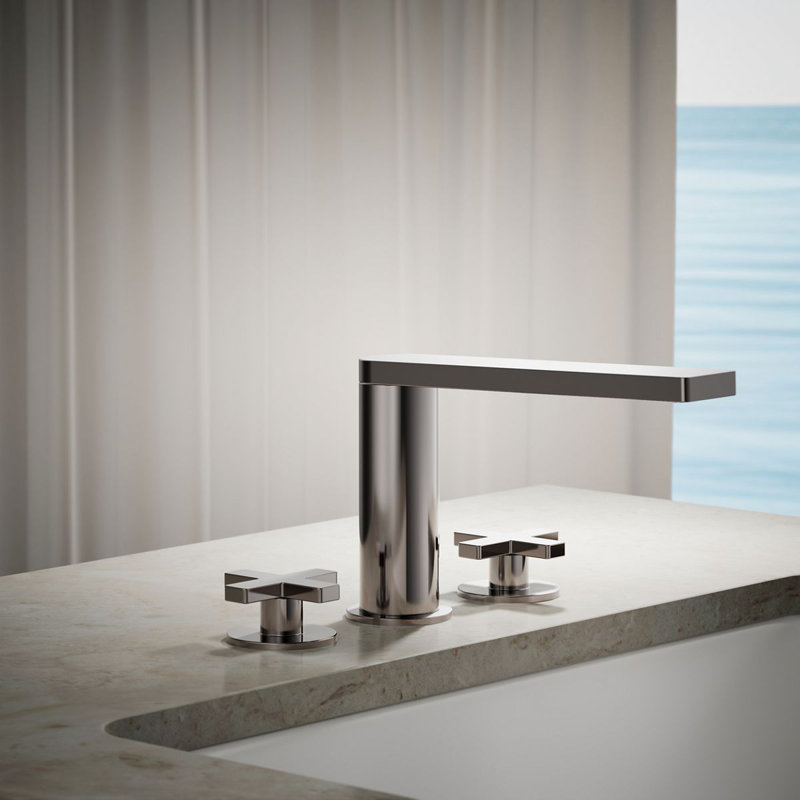 Composed Deck-Mount Bath Faucet With Cross Handles, Vibrant Titanium