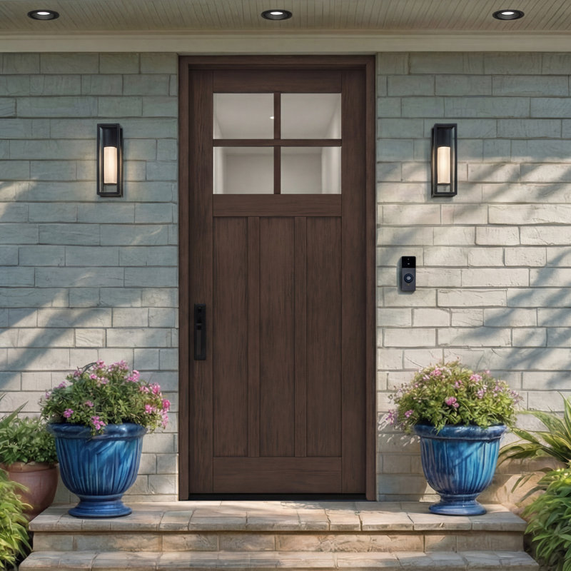 Porte d'extérieur 96 "à dalle en acajou, 96 po SDL 4 Lite, 3 panneaux, sans finition, 36" x 96" [36" Door]