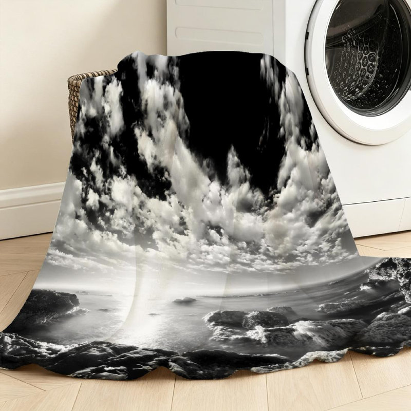 Jeté en flanelle transparente ultra douce, une longue exposition d'océan, Jeté 30 po x 40 po
