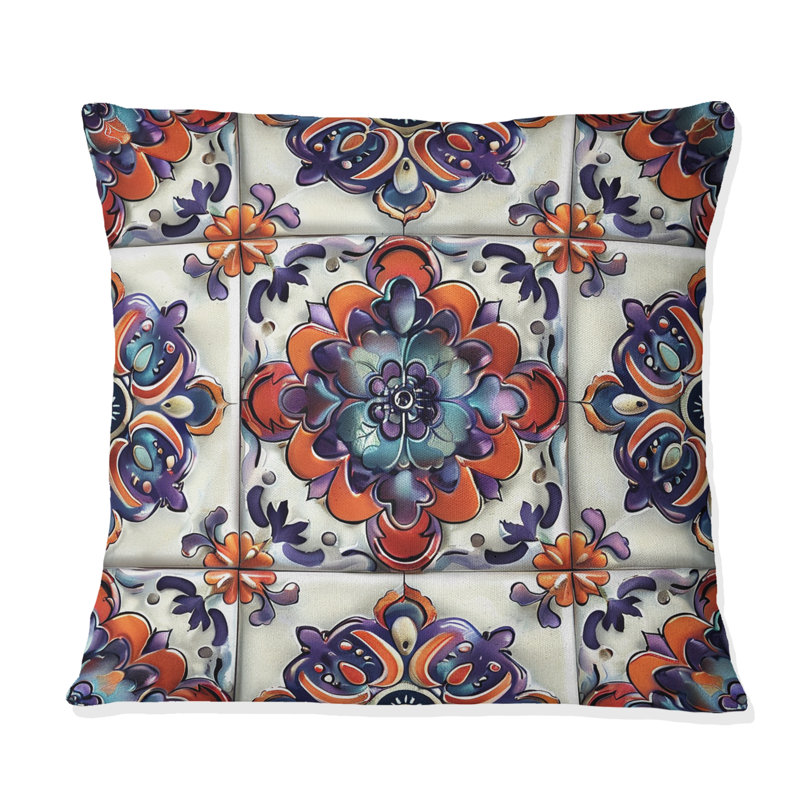 Coussin Boho Chic Tiles - Mauve, H 16 po x l 16 po