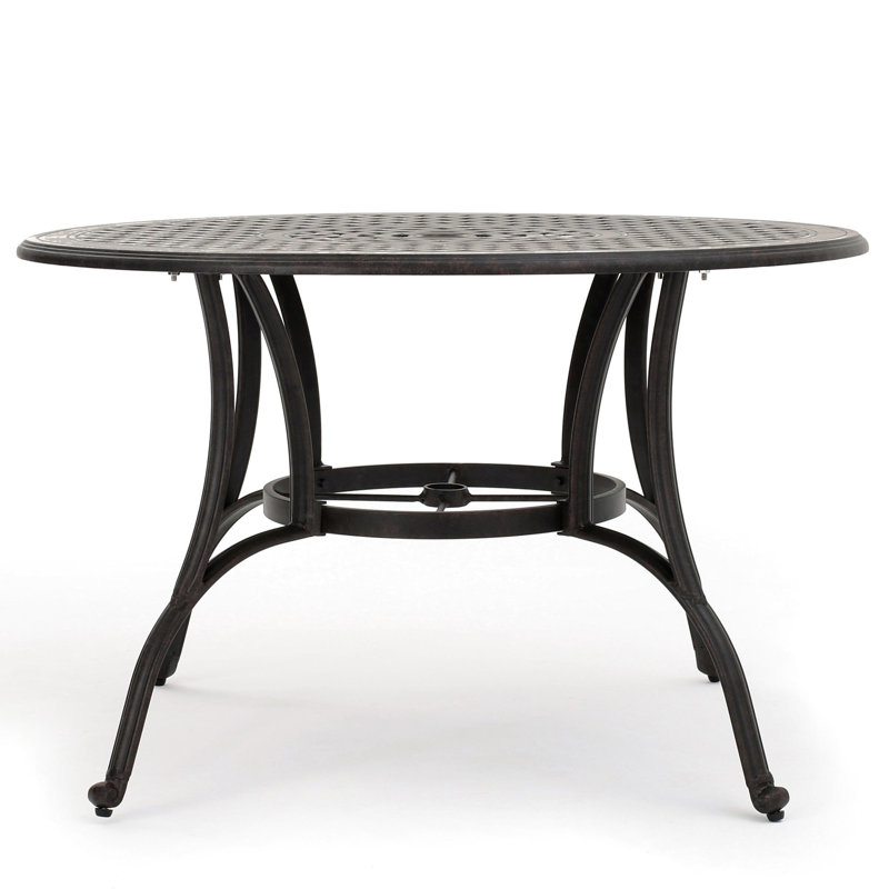Outdoor Cast Aluminum Table In Rich Bronze Colour With Patio Dining Antique Gorgeous Pattern