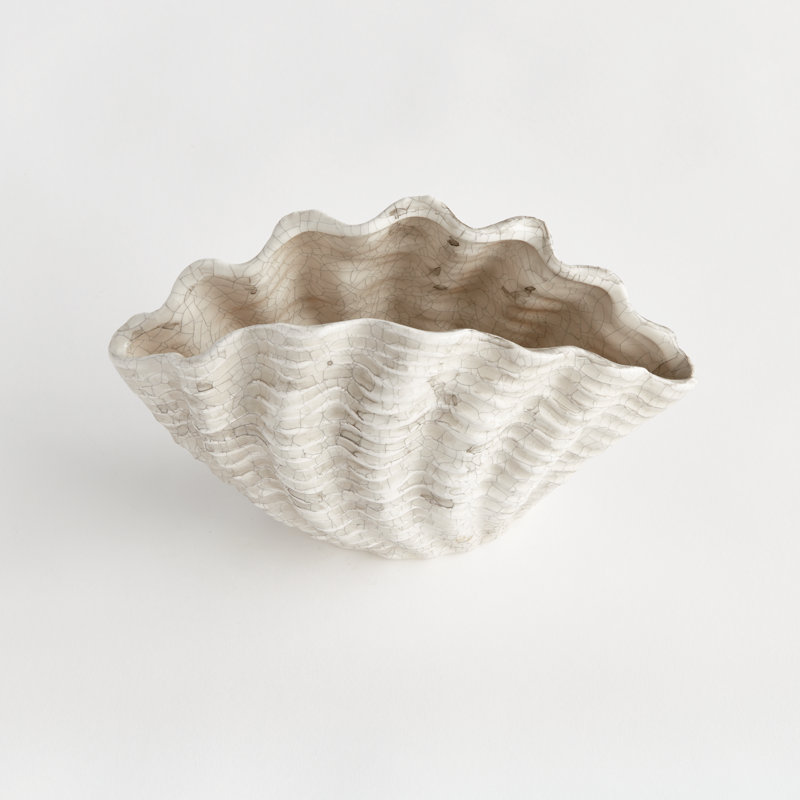 Seashore Handmade Clay Table Vase, 6" H x 9.25" W x 4" D