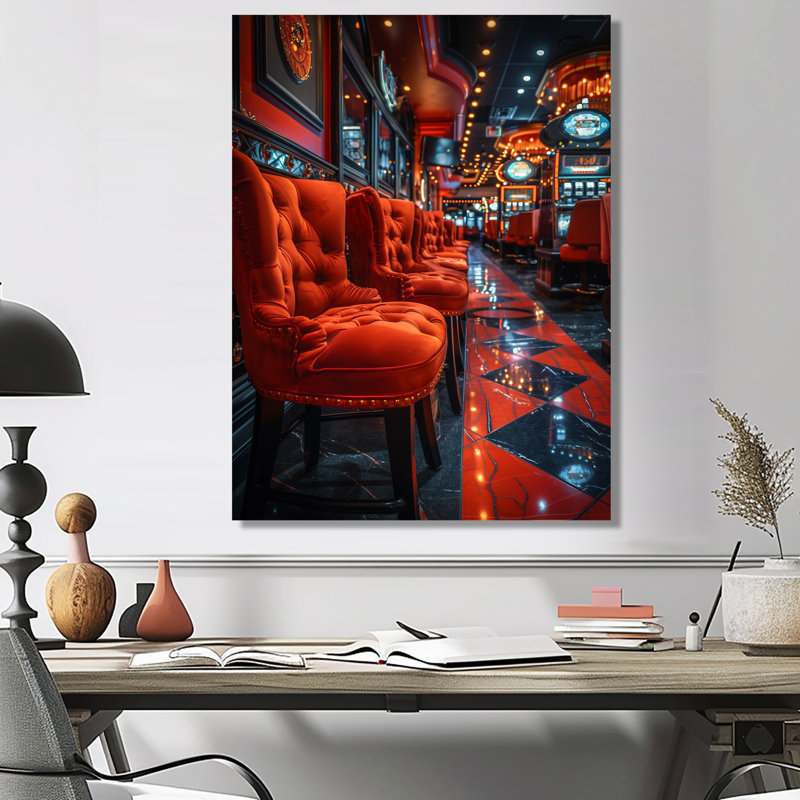 Rouge, noir, vibrant, vice Casinos I - Casinos, Métal métal, H 40 po x l 30 po