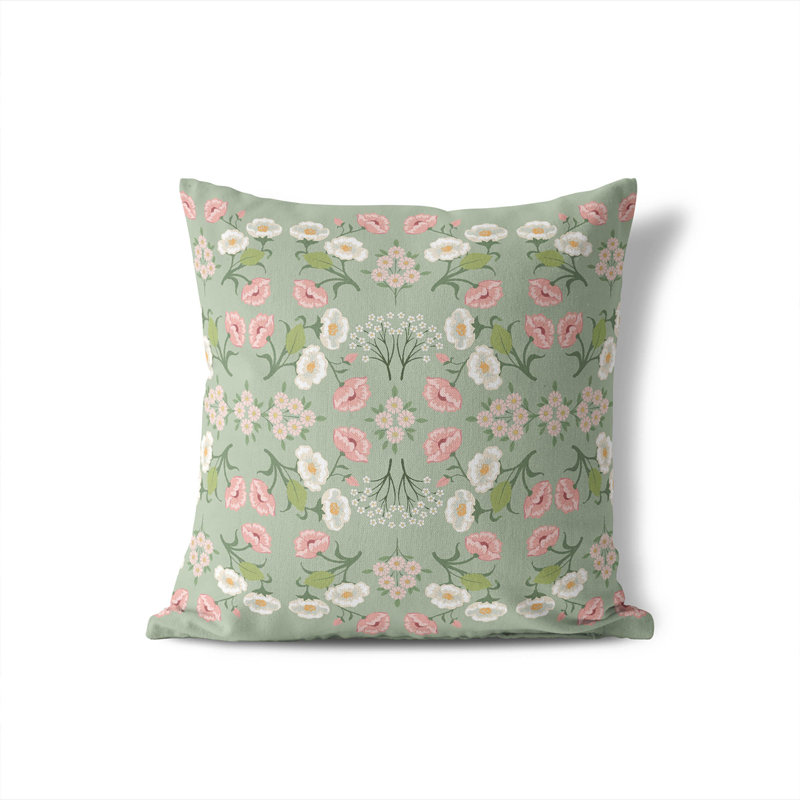 May flowers Indoor Throw Pillow, Square 20", Sage