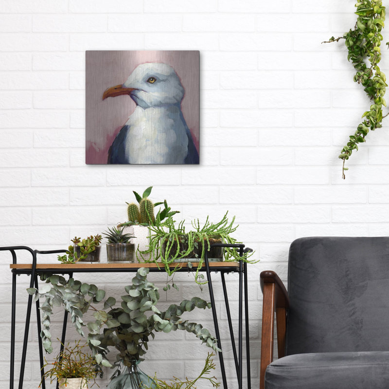 «Summer Seagull 2» par Lucia Stewart, art mural en métal, H 12 po x l 12 po