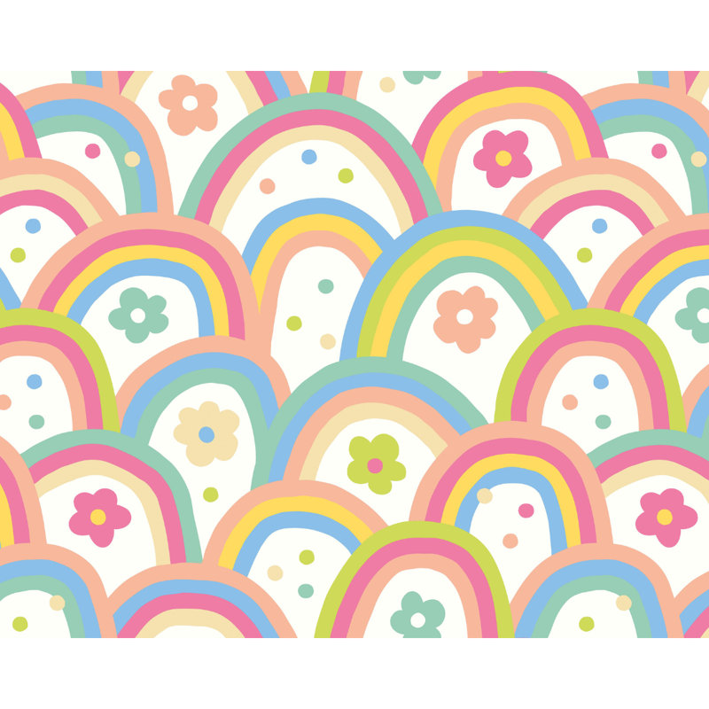 Rainbow Wobble - Wall Mural, 280cm L x 350cm W , Coral Pinks