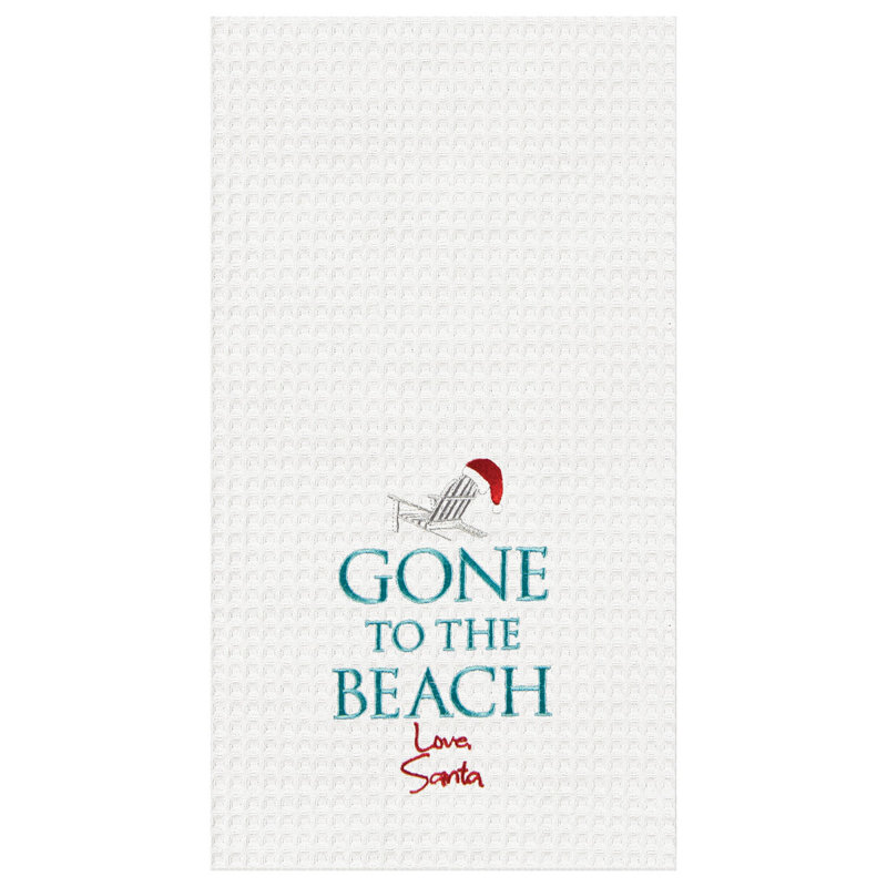 Serviette de cuisine père noël disparue à la plage