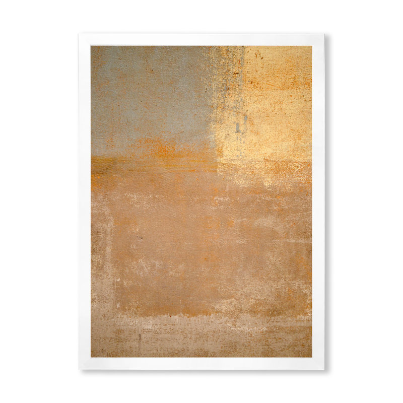 Gris et beige abstrait - art mural moderne et contemporain, H 32 po x l 16 po x P 1 po, Cadre photo blanc