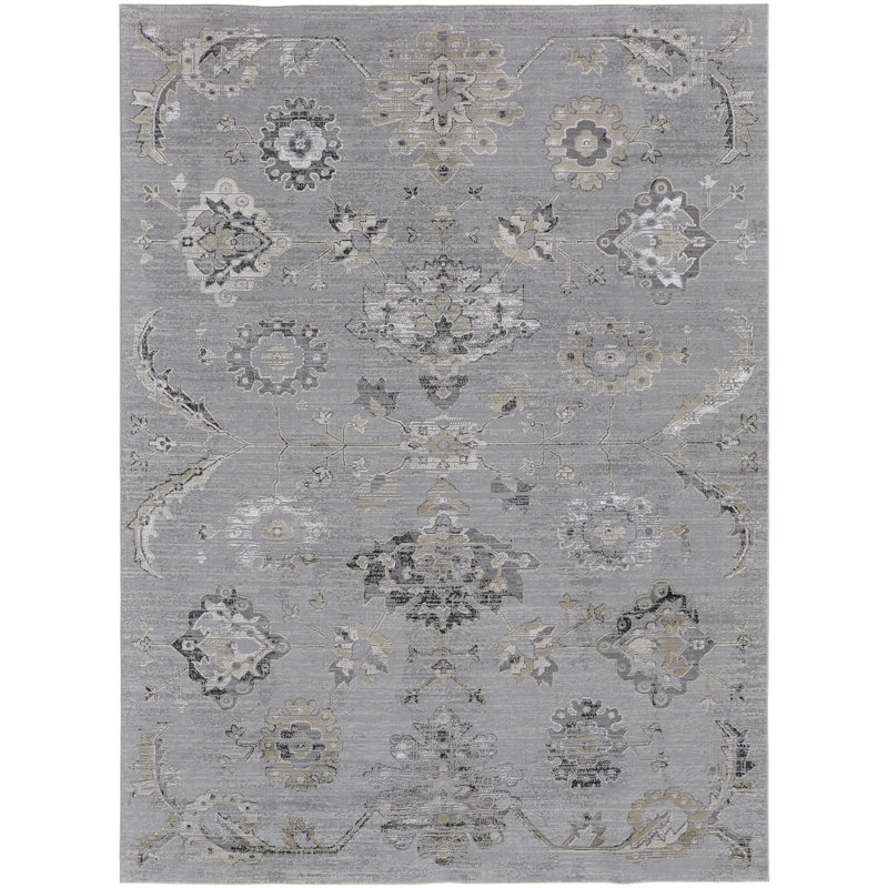 Tapis gris argenté / ivoire Callao, Rectangle 10 pi x 13 pi 2 po