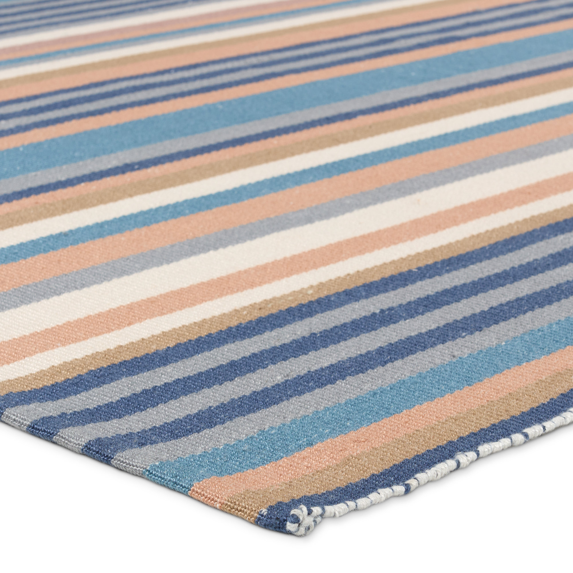 Edeline Handmade Blue/Cream/Gray Rug, Runner 3' x 8'