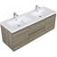 Meuble-lavabo flottant de 60 po avec lavabo, meuble-lavabo mural moderne avec lavabo double en résine et tiroirs à fermeture en douceur