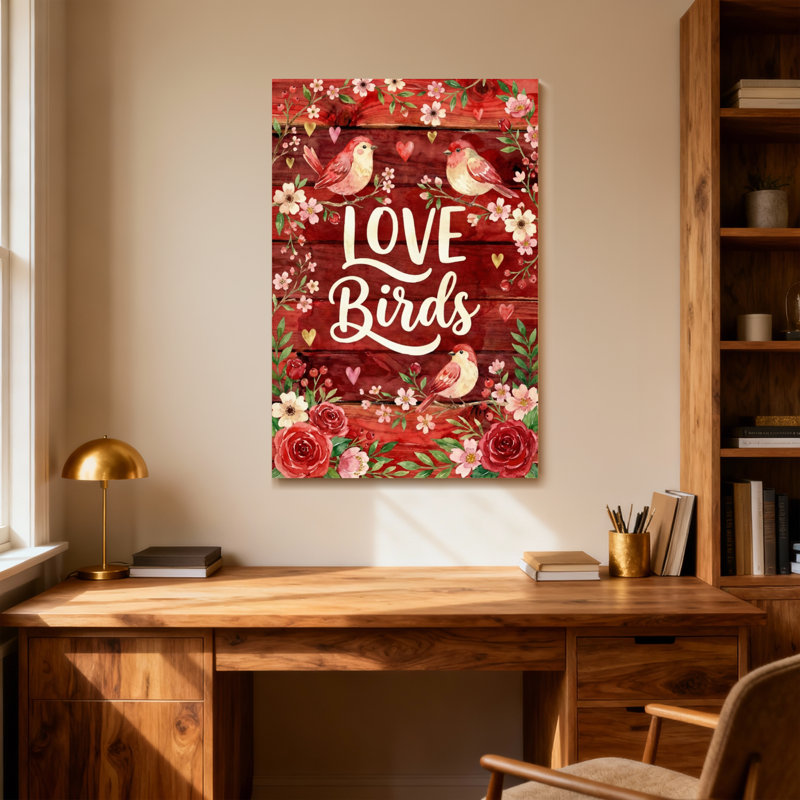 Motif de fond floral en bois pour la Saint-Valentin, 48" H x 32" W