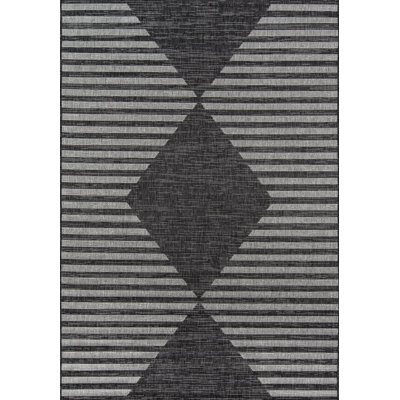 Tapis gris anthracite à motif géométrique Momeni Villa Monaco