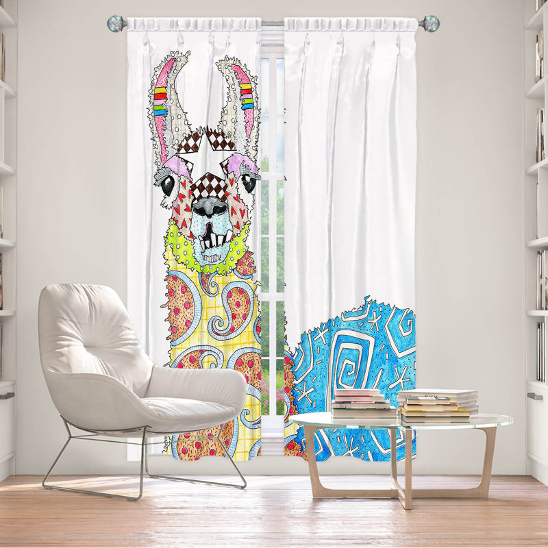Lined Window Curtains 2-panel Set for Window Size 80" x 82" by Marley Ungaro - Llama White, L 20 po x L 52 po