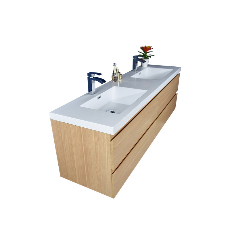 Drason Double Bathroom Vanity with Acrylic Top, Coburg Oak