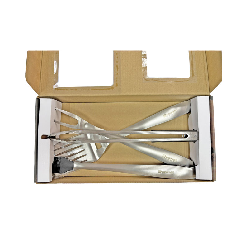 Ensemble d'outils pour barbecue robuste en acier inoxydable, accessoires pour barbecue, outils de barbecue, ensemble d'ustensiles avec spatule, trousse, brosse, toogs