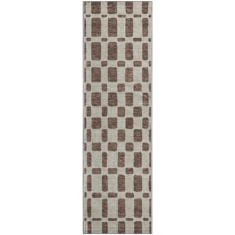 Premium Machine Washable Prisco Brown Rug, Runner 2'3" x 7'6"