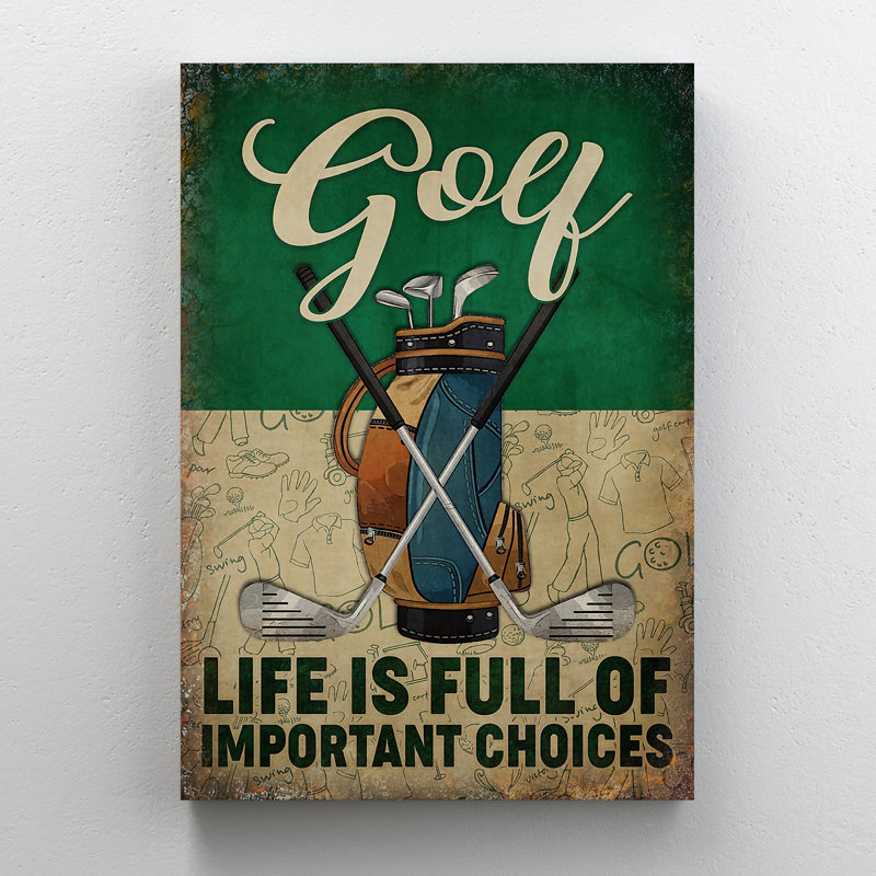 Golf clubs - Life Is Full Of Importants Choix - Reproduction d'art graphique rectangulaire sur toile tendue 1 pièce
