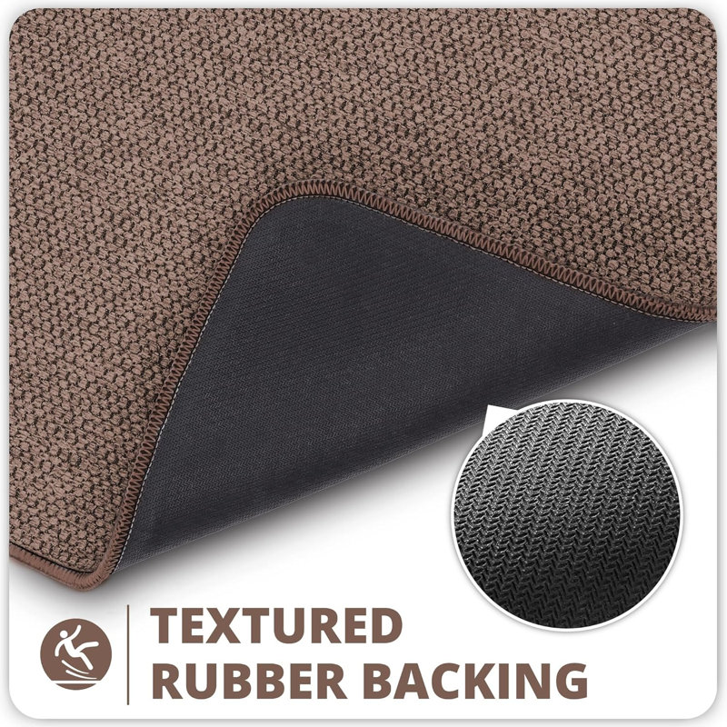 Ensemble de 2 tapis de bain antidérapants ultra minces - brun