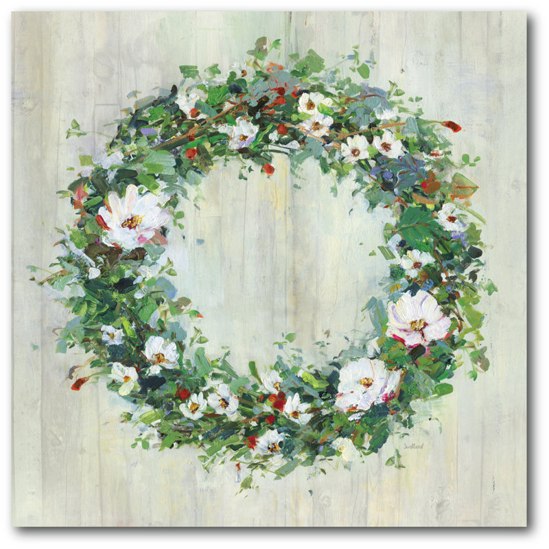 Reproduction d’art sur toile tendue « woodgrain wreath », H 24 po x l 24 po x P 1,5 po