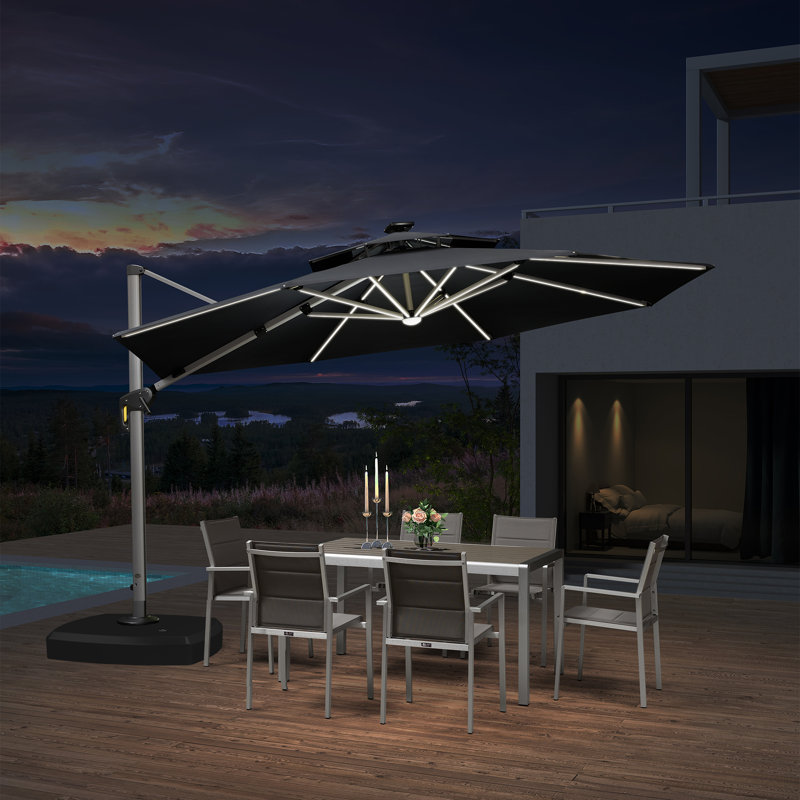 Parasol en porte-à-faux 144 po Rohles, Noir