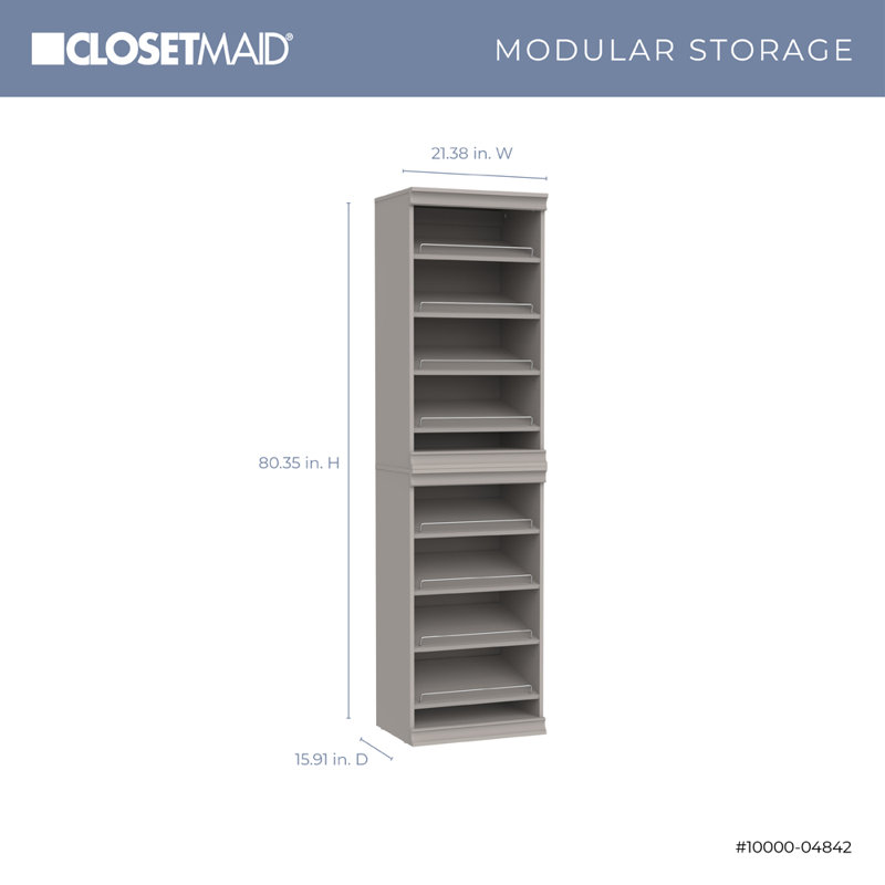 Smoky Taupe Stackable 8-Shelf Wood Shoe Tower
