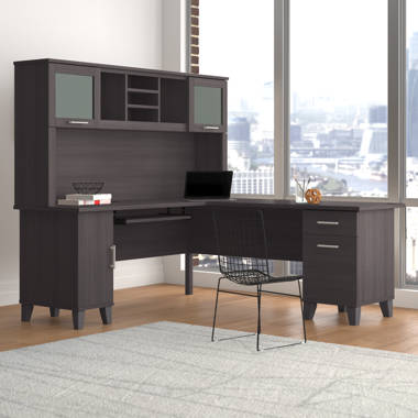 HOMCOM L Shaped Desk with Hutch Computer Desk with Drawers Home